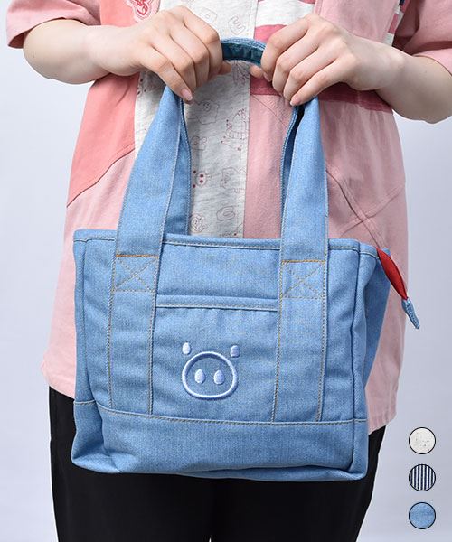 【トートバッグ】 ブタ顔 ミニ トートバッグ