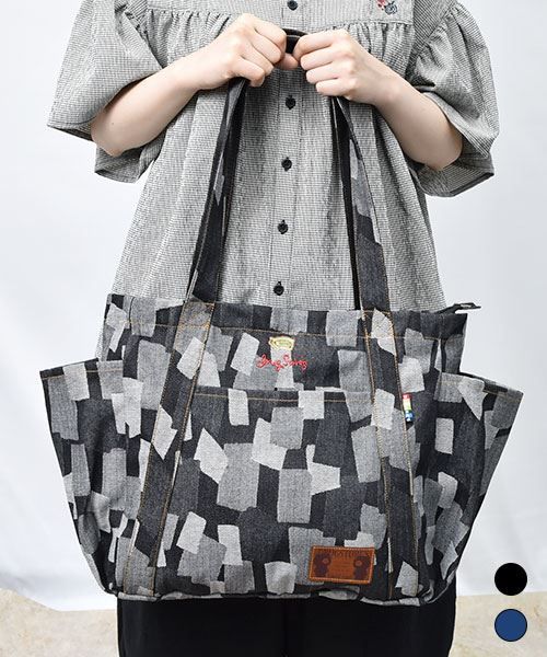 【トートバッグ】 デニム ジャガード トートバッグ