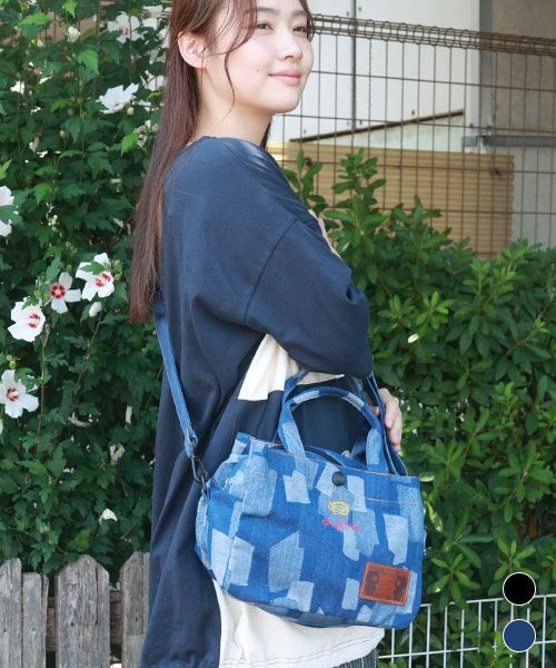 【ショルダーバッグ】 デニム ジャガード ショルダーバッグ