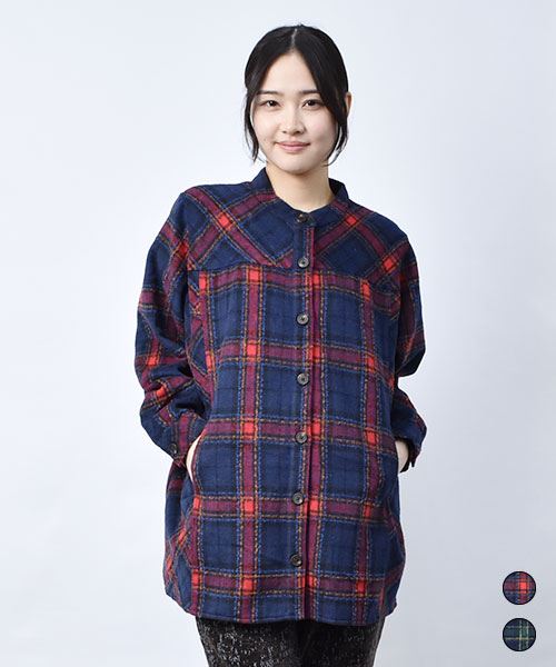 チェック×チェック 起毛シャツ