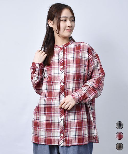 【シャツ】 モノトーンベース チェック シャツ