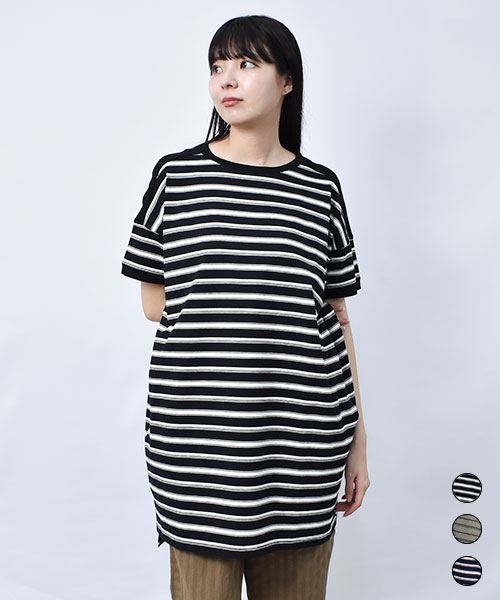 【チュニック】 ボーダー カットソー チュニック