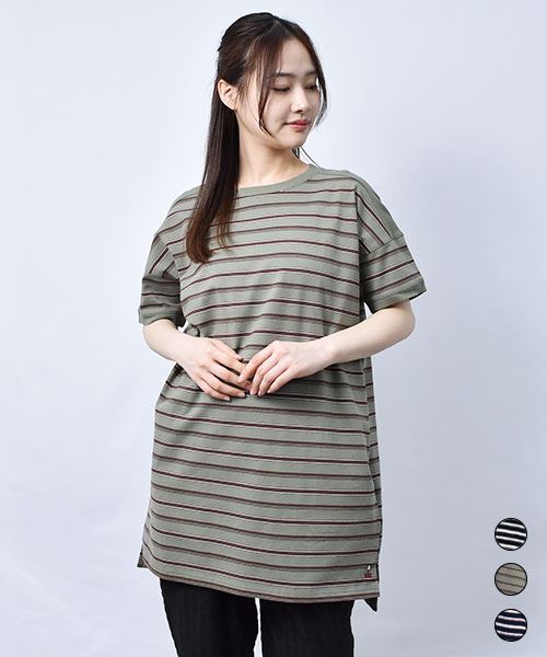 【チュニック】 ボーダー カットソー チュニック