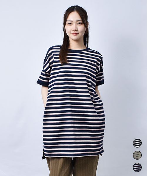 【チュニック】 ボーダー カットソー チュニック