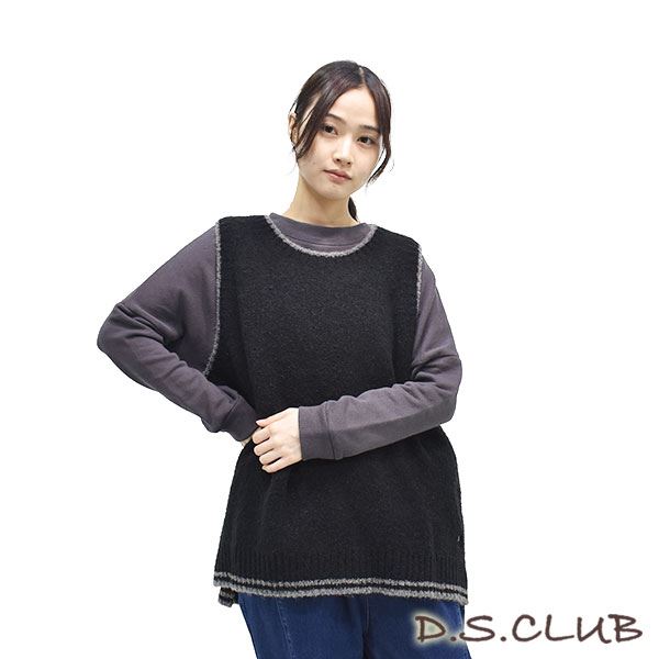 D.S.CLUB 1/8NM羊毛 配色 ニット ベスト