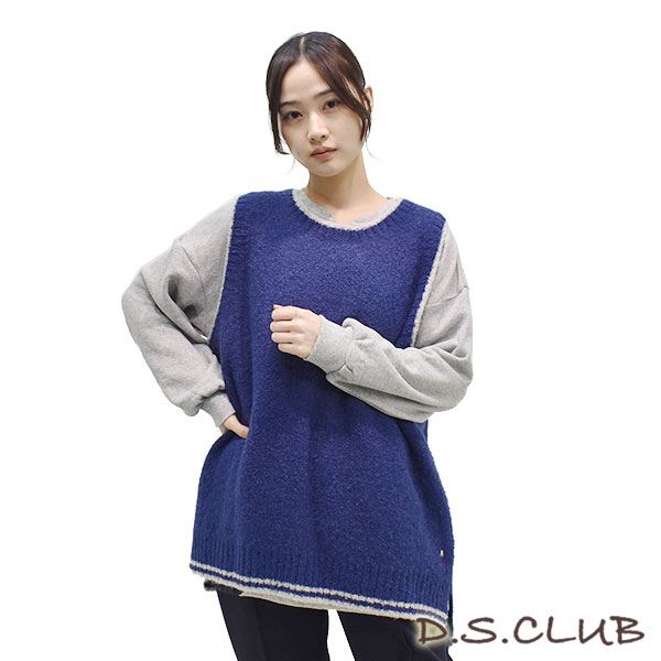 D.S.CLUB 1/8NM羊毛 配色 ニット ベスト