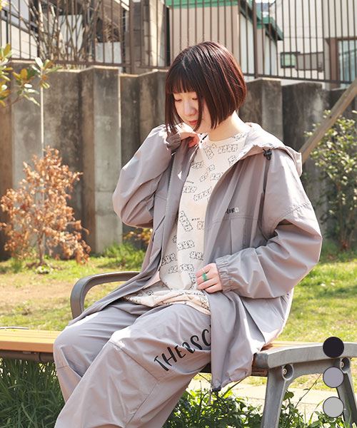 D.S.CLUB 後ろロゴプリント マウンテン ロング ダブルジップパーカー