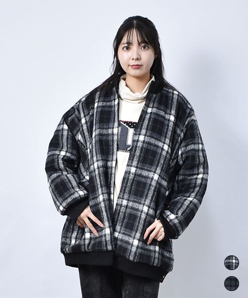 【ブルゾン】 チェック リブ ブルゾン