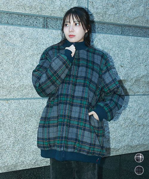 【ブルゾン】 チェック リブ ブルゾン