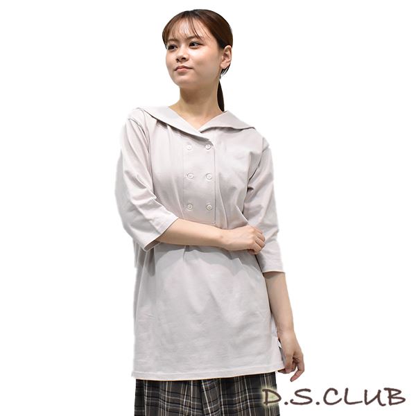 D.S.CLUB 天竺 かざりボタン付き セーラーカラー Tシャツ