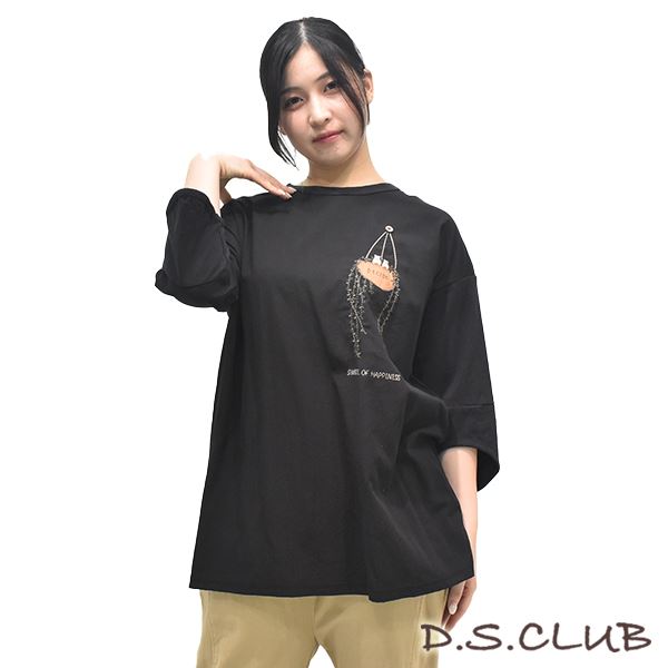 D.S.CLUB 刺繍 アップリケ 7分袖 Tシャツ