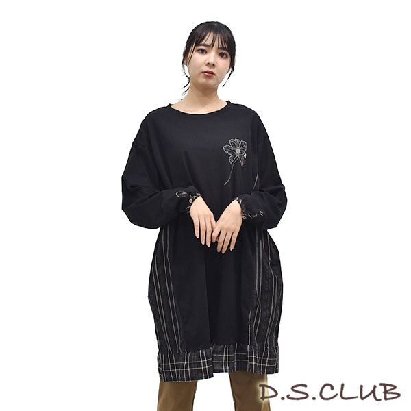 D.S.CLUB 天竺 ストライプ切替 チュニック