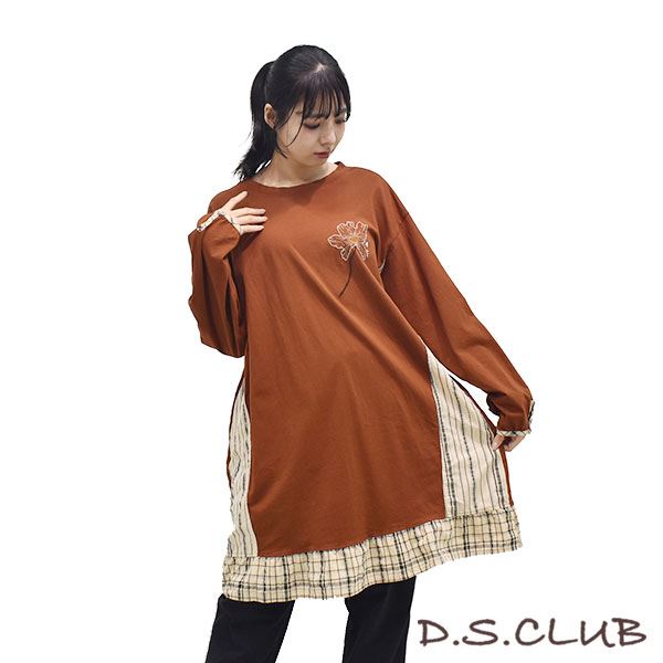 D.S.CLUB 天竺 ストライプ切替 チュニック
