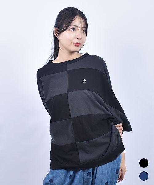 D.S.CLUB インディゴ天竺 配色切替 7部袖 T
