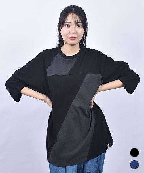 D.S.CLUB インディゴ天竺 裾ギャザー ドルマン T