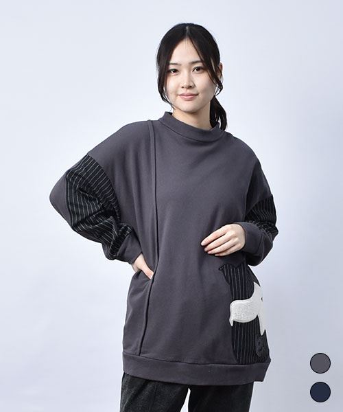 【チュニック】 ちょい ハイネック チュニック