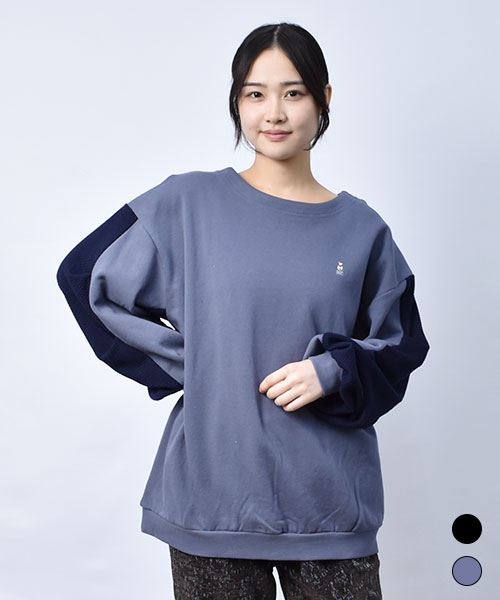 ふくれジャガード 袖切替 トレーナー