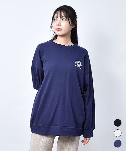 【スウェット トレーナー / 裏毛プルオーバー】 シンプル レース トレーナー