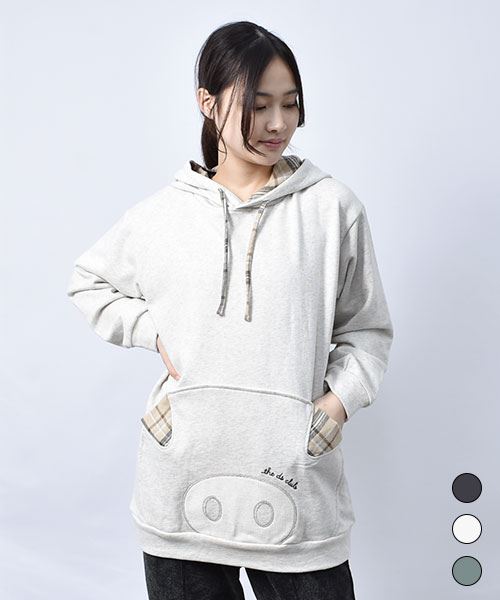 【パーカー / 裏毛】 BIGぶたポケット パーカー