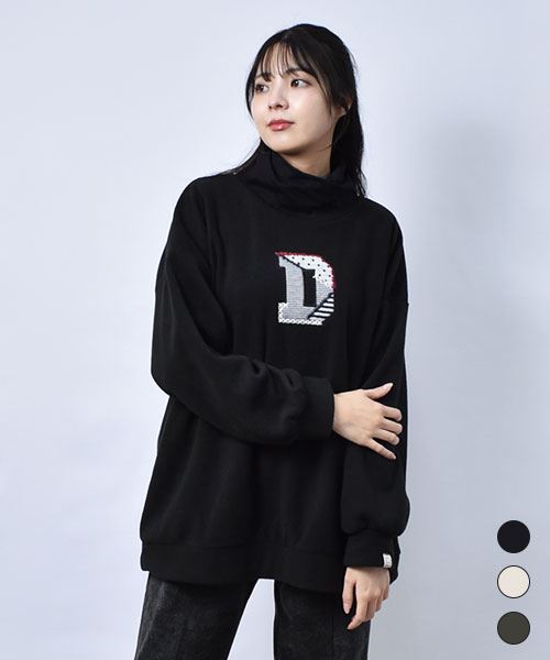 【スウェット トレーナー / フリース】 タートルネック アップリケ トレーナー