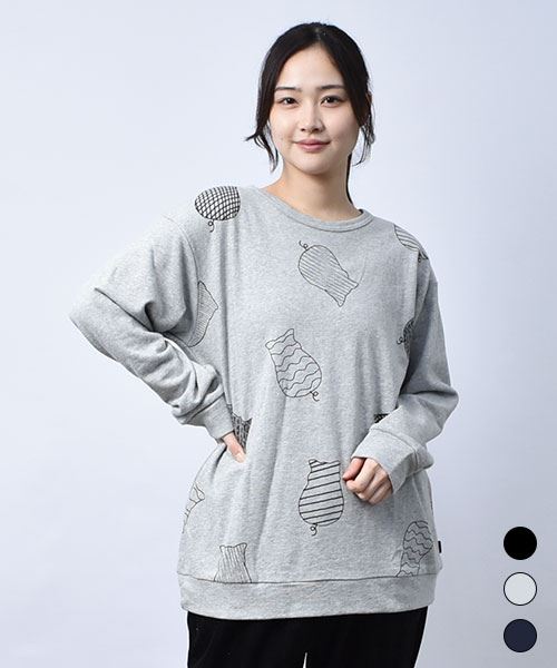 【スウェット トレーナー】 ぶた総柄 プリント トレーナー