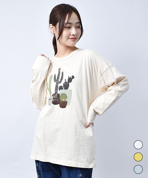 【Tシャツ】 サボテン リブ Tシャツ