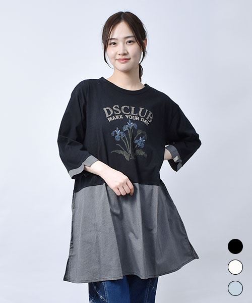 【ワンピース】 レイヤード風 花柄 ワンピース