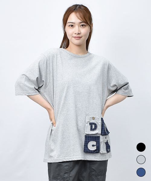 【Tシャツ】 ロゴブタ パッチワークポケット Tシャツ