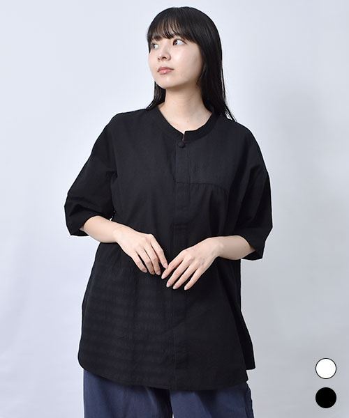 【シャツ】 アシンメトリー切替 シャツ