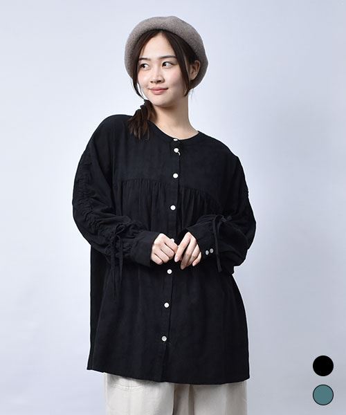 【ブラウス】 ドットジャガード リボン ブラウス