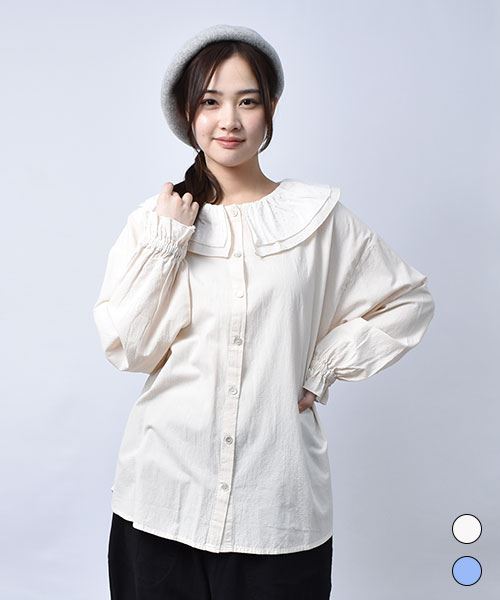 【ブラウス】 BIG襟 カジュアル ブラウス