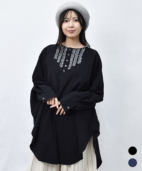 【チュニック】 フリル&レース ゆったり チュニック