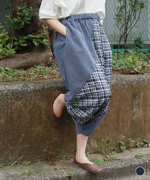 【パンツ】 ハギチェック サルエル パンツ