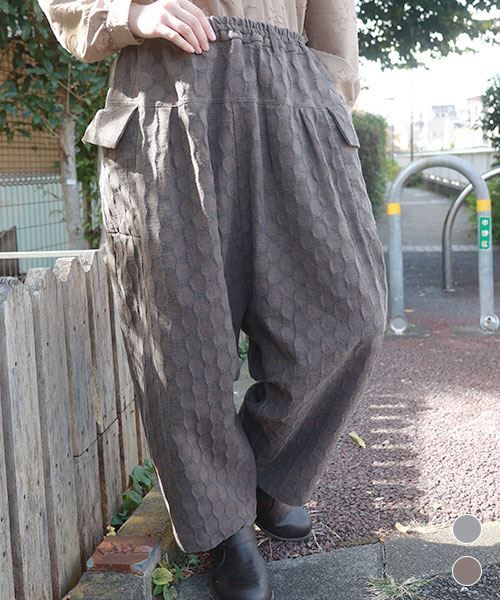 【パンツ】 ドットジャガード サイドポケット パンツ