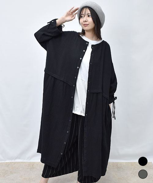【ワンピース】 サイドリボン ダブルガーゼ ワンピース