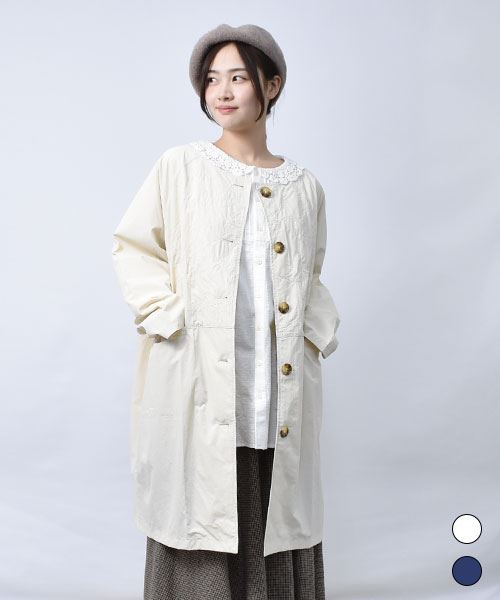 【アウター】 花柄刺繍 シンプル ライトアウター