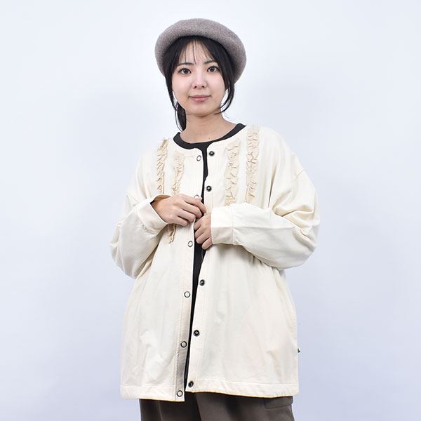 fu-ai 20/20ミニ裏毛 フリル カーディガン(Free 01 ホワイト  