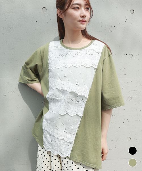 【Tシャツ】 カットワーク レース Tシャツ